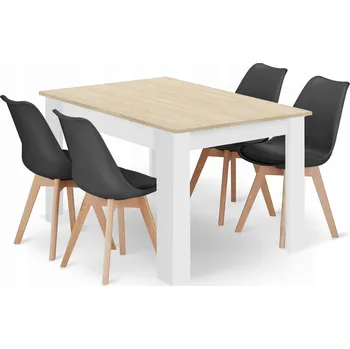 Jídelní set Sada obdélníkový stůl 120x80 dub sonoma + 4 židle MARK černé