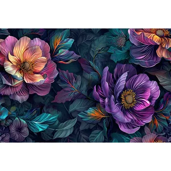 Látka polyester voděodolná, vícebarevná, květiny, šířka 160 cm