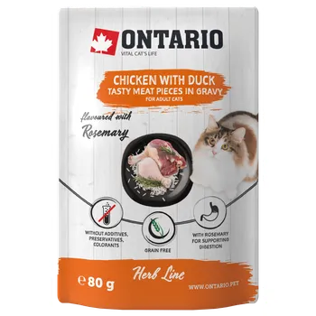 Krmivo pro kočku Kapsička Ontario Herb Chicken with Duck 80g