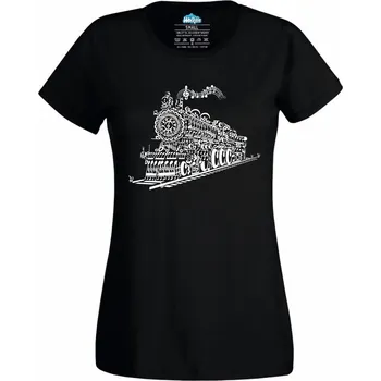 Dámské tričko Dámské tričko Hudební Lokomotiva Plná Not (Velikost: XS, Barva: Černá)