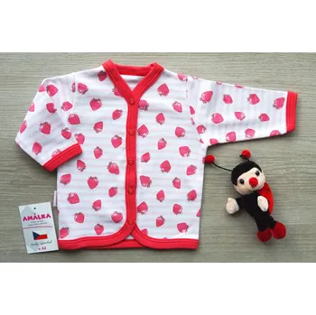 Kojenecká bunda AMÁLKA Bavlněný propínací kabátek, jahůdka Velikost: 68