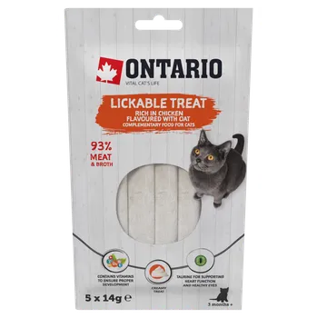 Pro kočku Ontario pochoutka lízací kuřecí + oves 5x14g