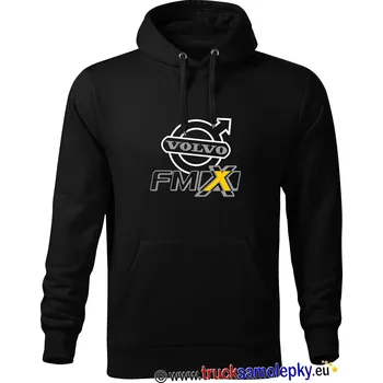 Pánská mikina Mikina klokanka VOLVO FMX (Mikina klokanka pánská černá s kapucí a potiskem)
