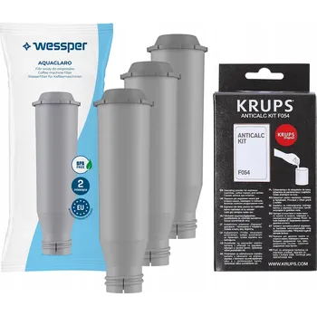 Kávovar Odvápňovač Krups F054 + 3x Filtr vody Wessper AquaClaro pro kávovary Krups
