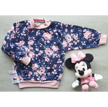 AMÁLKA Bavlněná dívčí mikina, tmavě modrá s květy Velikost: 86