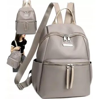 Městský batoh Dámský batoh RO102 (Šedý dámský elegantní batoh do města, do školy nebo na výlet zdobený stříbrným kovovým kováním)