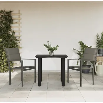 Zahradní sestava vidaXL 3dílný zahradní jídelní set černý ocel a textilen [3200742]