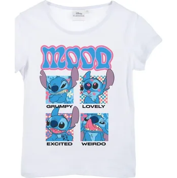 Chlapecké tričko Bílé dětské tričko s krátkým rukávem Lilo and Stitch Velikost: 104