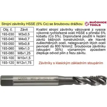 Závitořezný nástroj Strojní závitník M8x1,25 HSSE šroubová drážka Co 5%
