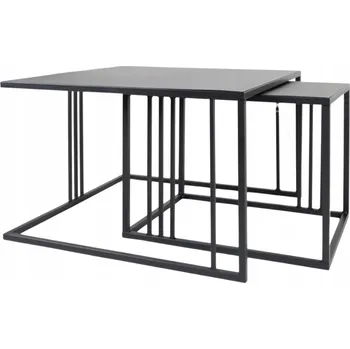 Konferenční stolek ODKLÁDACÍ STOLEK, SADA 2 STOLKŮ 2v1 ČERNÝ LOFT INDUSTRIAL, KONFERENČNÍ STOLEK