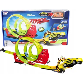 autodráha Závodní dráha s rampou + auto na setrvačník pro děti, 300 cm