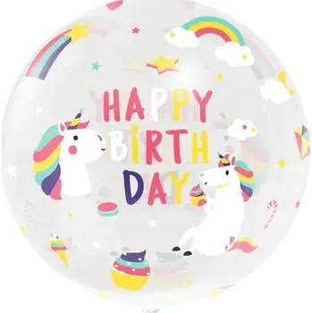 Balónek Balón průhledný kulatý Jednorožec 45 cm 1 Ks.