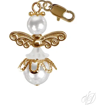 Přívěsek Andělíček pro štěstí přívěsek s karabinkou E (Přívěsek Anděl s karabinkou - Andílek z korálků pro štěstí)