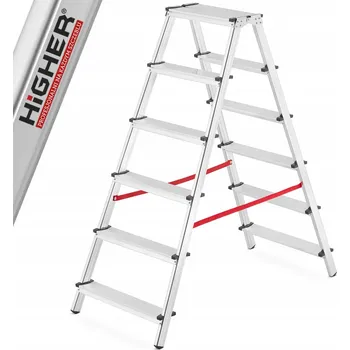 Žebřík Žebřík hliníkový, oboustranný, skládací schůdky HIGHER 2x6 125 kg