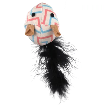 Hračka pro kočku Hračka Magic Cat Rainbow Relax myš s pírkem a šantou kočičí bílá 5,5cm