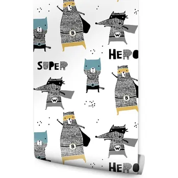 Fototapeta Dětská tapeta zvířátka z lesa superhrdinové