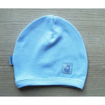Kojenecká čepice AMÁLKA Bavlněná modrá čepička saporka Velikost: 80-86