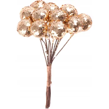 Vánoční dekorace Větvička MagicHome Vánoce, bobule, zlatá, 9 cm