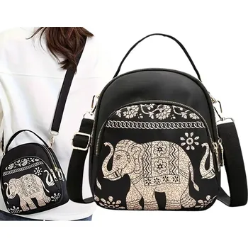 Malá kabelka Slůně (Stylová městská dámská malá kabelka/taštička přes rameno, 23 x 18 x 11 cm, černá)