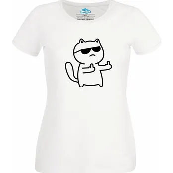 Dámské tričko Drsná Kočka s brýlemi (Velikost: 4XL, Barva: Bílá)