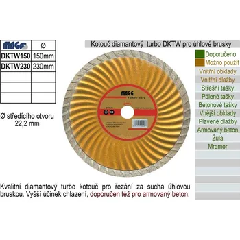 Řezný kotouč MAGG DKTW150 Kotouč diamantový turbo pro úhlové brusky průměru 150 mm