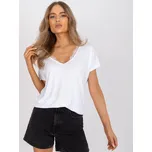 Bílé dámské tričko s krajkou ve výstřihu RV-TS-7665.91-white Velikost: S/M
