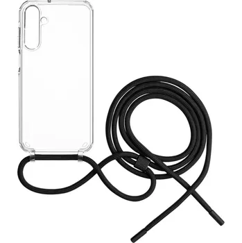 Pouzdro na mobilní telefon FIXED Pure Neck pro Samsung Galaxy A25 5G průhledné/černá šňůrka