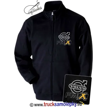 Pánská mikina Černá mikina VOLVO FMX s dlouhým zipem a výšivkou (Materiál: 320 g/m2, 80% česaná bavlna, 20% polyester)