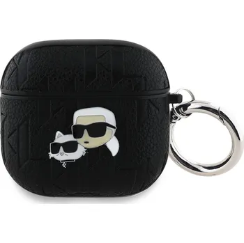 Karl Lagerfeld PU Embossed Karl and Choupette Heads Pouzdro pro AirPods 4 Černé