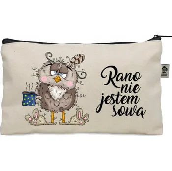 Kosmetická taška Kosmetická taštička béžová dárek Den žen RANNÍ SOVA KÁVA KO_253