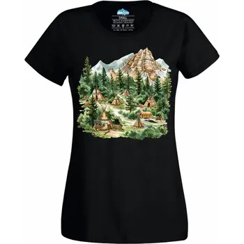 Dámské tričko Dámské tričko Indiánské Iglů v Krajině (Velikost: 4XL, Barva: Černá)