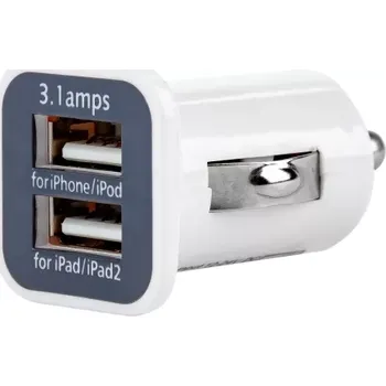 AMIO autonabíječka mobilního telefonu s 2xUSB bílá PCH-01