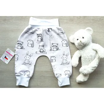 AMÁLKA Elastické kalhoty teplákovina, kamarádi zvířátka Velikost: 80