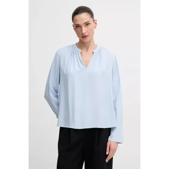 Dámská halenka Halenka Tommy Hilfiger dámská, modrá barva, hladká, WW0WW44049 05X, vel. 42