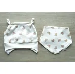 AMÁLKA Bavlněná žebrovaná čepička + šátek na krk, srdíčka Velikost: 80-86