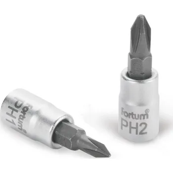 FORTUM hlavice zástrčná šroubovák PH3, 1/4", PH 3, L 37mm, CrV/S2,