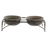 Set DOG FANTASY misky keramické se stojánkem šedé 2 x 12,5 cm