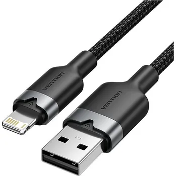 Datový kabel Vention USB 2.0 Type-A Male to Lightning Male 2.4A Cable 2M Black Aluminum Alloy Type