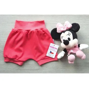 Kojenecké oblečení AMÁLKA Bavlněné kraťasy s náplety, korálové Velikost: 56-62