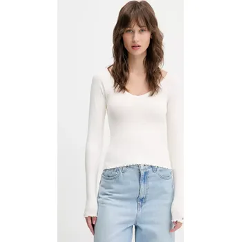 Pánské tričko Tričko s dlouhým rukávem Tommy Jeans béžová barva, DW0DW20236 01X, vel. XS