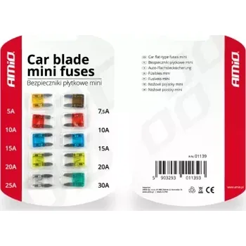 Autopojistky AMIO autopojistky 10ks blistr Mini