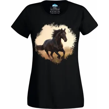 Dámské tričko Běh Divokého Koně (Velikost: 4XL, Barva: Černá)