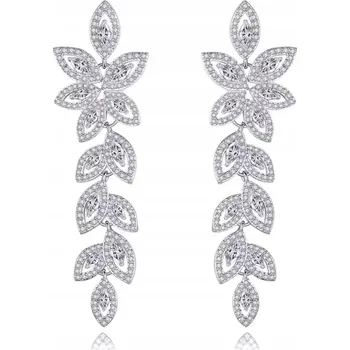 Náušnice Visací Náušnice z OCEL stříbrné barvy se zirkony a křišťály