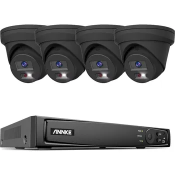 Bezpečnostní kamera 8MP IP PoE kamerový set, 4 turret černé kamery, H