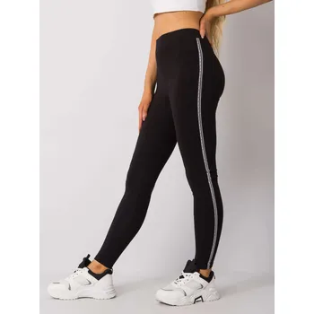Dámské legíny Černé legíny se stříbrným pruhem a nápisy LA-LG-T-10.21-black-silver Velikost: S