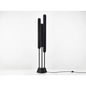 Stojací lampa Brokis LED Stojací lampa Puro Floor 3 Tubes 1550, PC1253 Stmívání, řízení: DIM CASAMBI CBU-PWM4, Barva skla: Triplex opál, Povrchová úprava baldachýnu a montury: kov - černý matovaný komaxit se strukturou