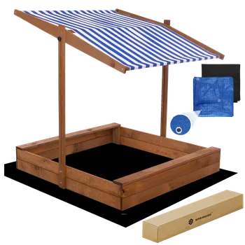 Pískoviště Dřevěné pískoviště se stříškou 120x120 cm - modré