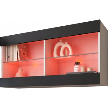 Knihovna Komodee Tivoli Závěsná Vitrína Horizontální Bílo-Černá RGB LED