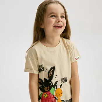 Dívčí tričko Reserved - Bavlněné tričko s motivem Bing - béžová - 6840G-08X - 6840G-08X-98