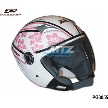 Helma na motorku Dámská moto helma PROGRIP SC-01 bílá/růžová Vel: M Výprodej zboží
